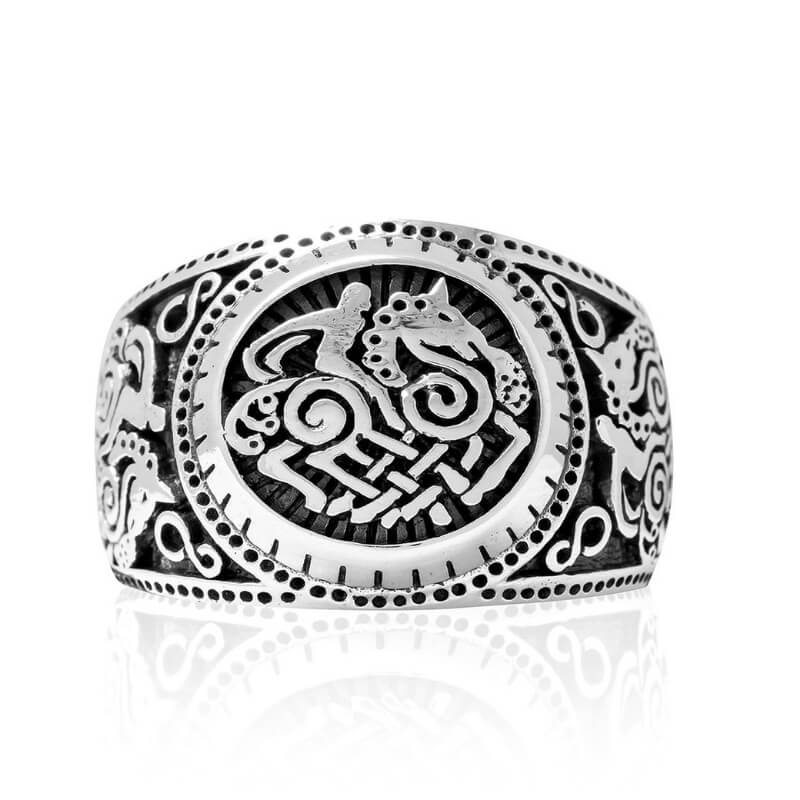 vkngjewelry Bagues Sleipnir Silver Signet Ring