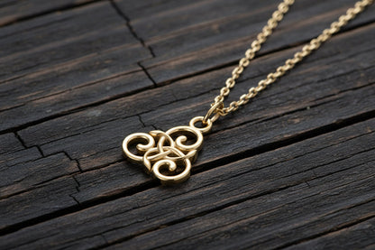 vkngjewelry Pendant Handcrafted Slim Celtic Triskel Gold Pendant