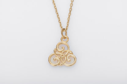 vkngjewelry Pendant Handcrafted Slim Celtic Triskel Gold Pendant