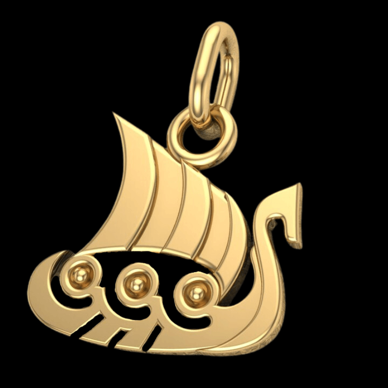 vkngjewelry pendentif Slim "Drakkar" Viking Longship Gold Pendant