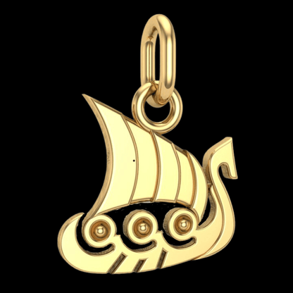 vkngjewelry pendentif Slim "Drakkar" Viking Longship Gold Pendant