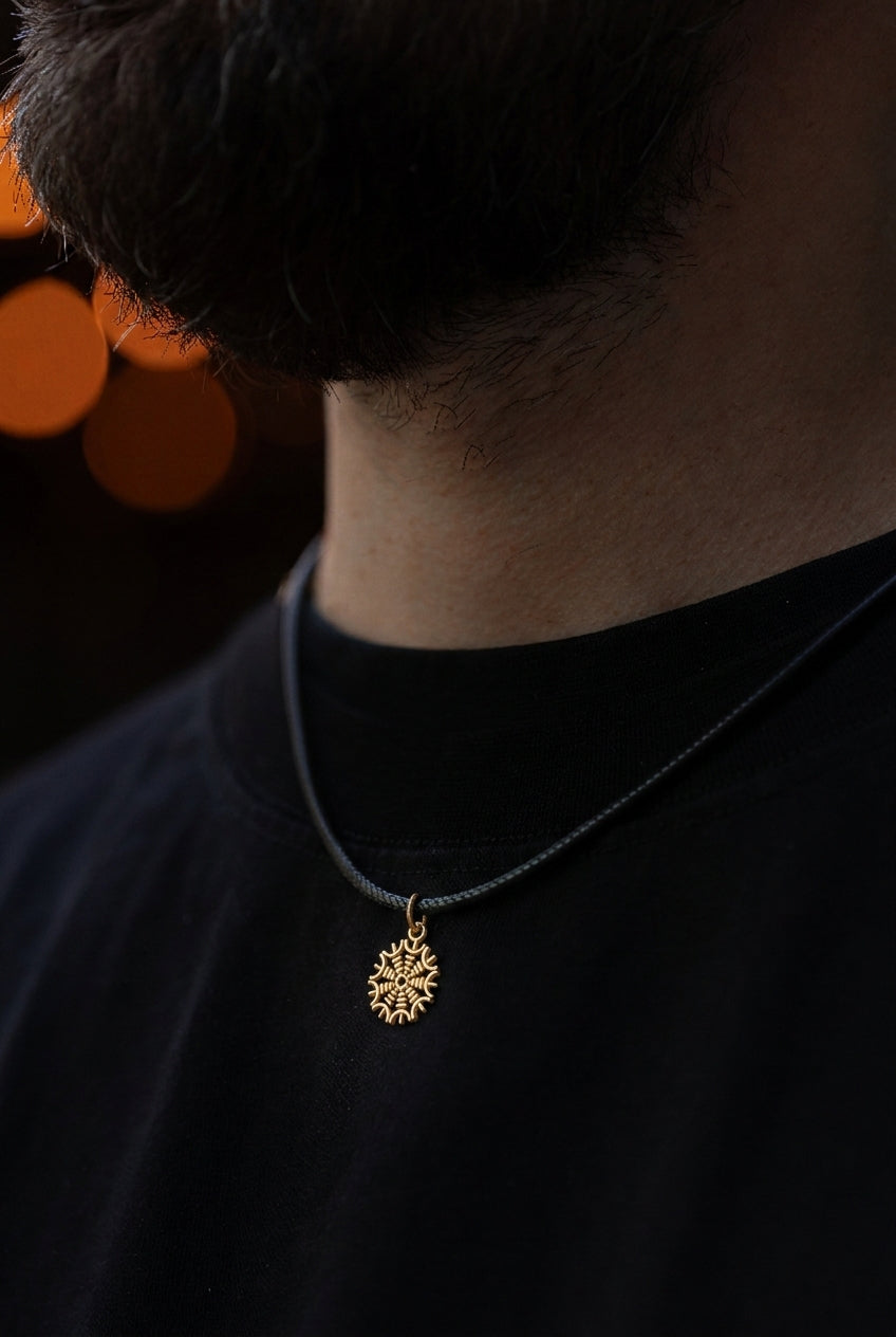 vkngjewelry Pendant Handcrafted Slim Helm Of Awe Gold Pendant