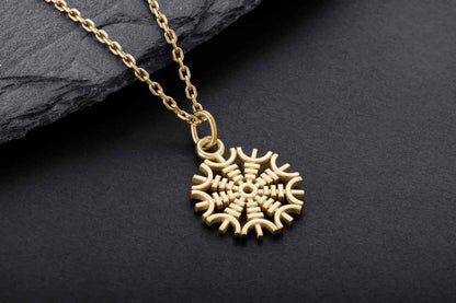 vkngjewelry Pendant Handcrafted Slim Helm Of Awe Gold Pendant