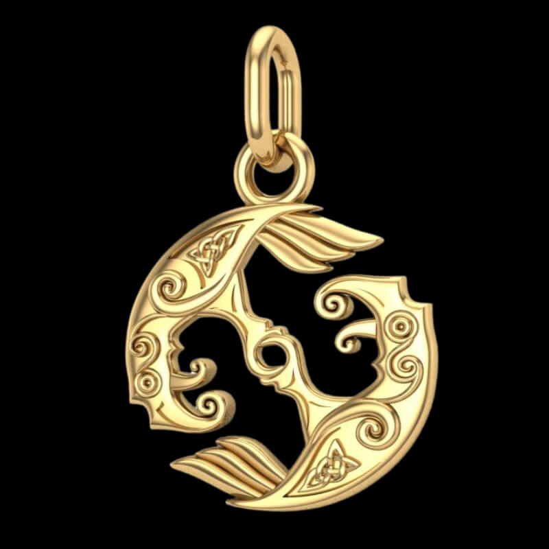 vkngjewelry pendentif Slim Hugin & Munin Gold pendant