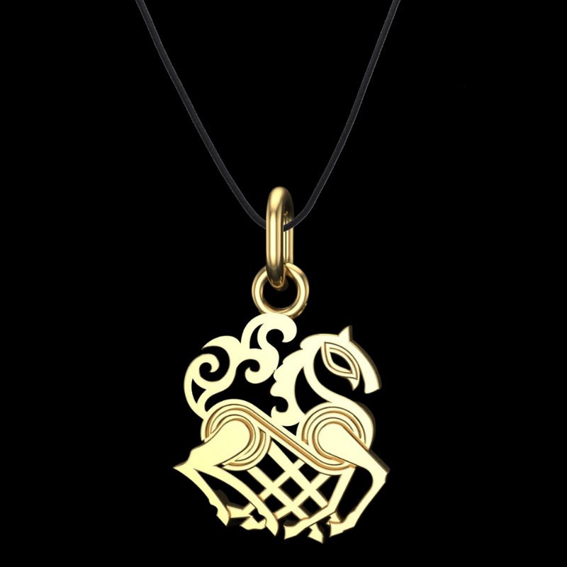 vkngjewelry pendentif Slim Sleipnir Odin's Horse Gold pendant