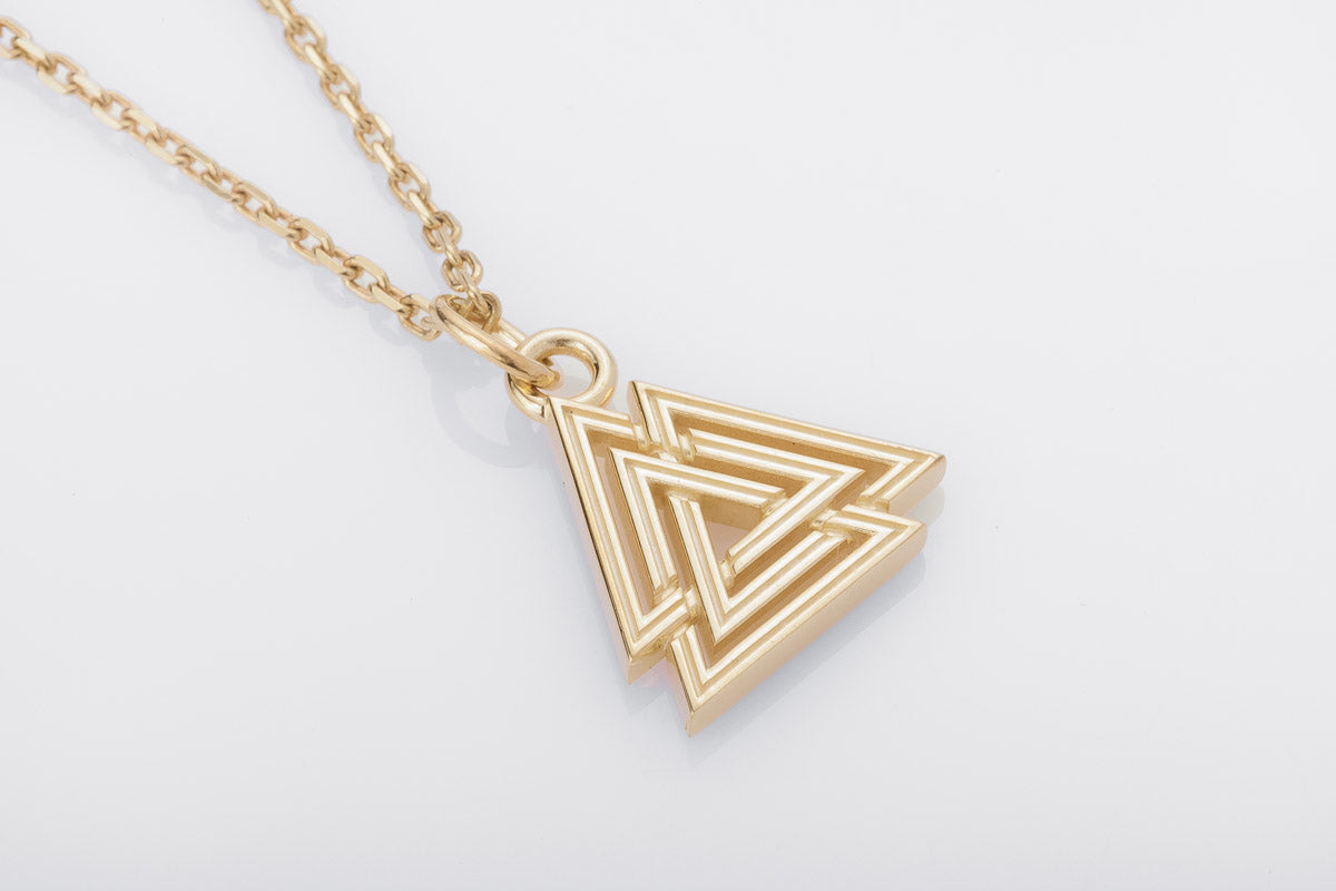 vkngjewelry pendentif Handcrafted Slim Valknut Gold Pendant