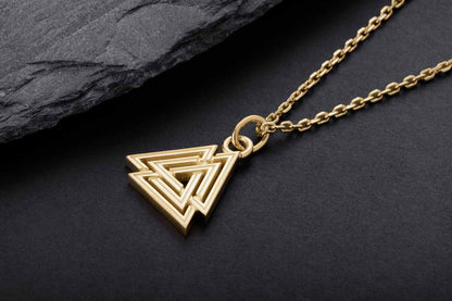 vkngjewelry pendentif Handcrafted Slim Valknut Gold Pendant