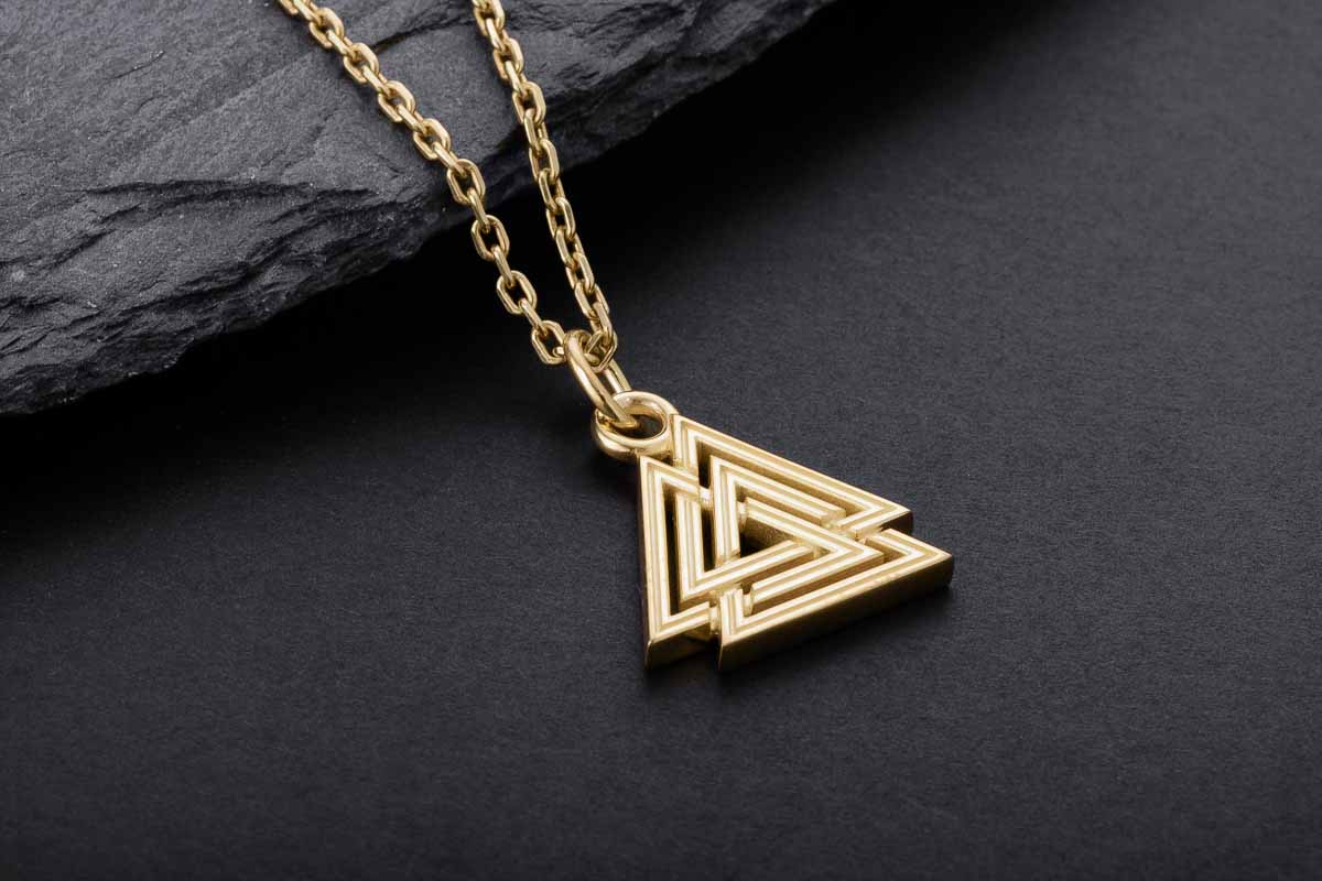 vkngjewelry pendentif Handcrafted Slim Valknut Gold Pendant