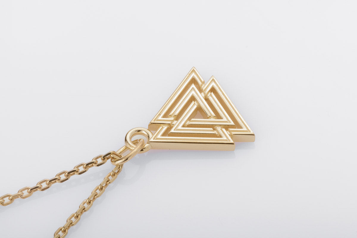 vkngjewelry pendentif Handcrafted Slim Valknut Gold Pendant