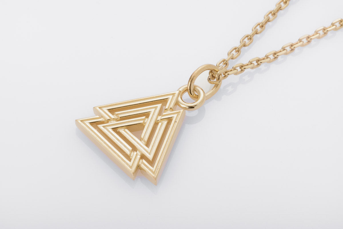 vkngjewelry pendentif Handcrafted Slim Valknut Gold Pendant