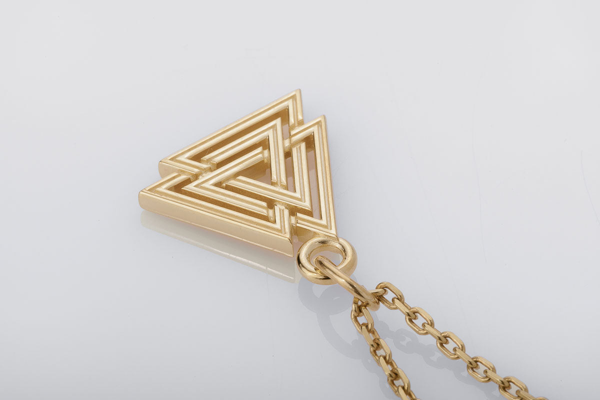 vkngjewelry pendentif Handcrafted Slim Valknut Gold Pendant