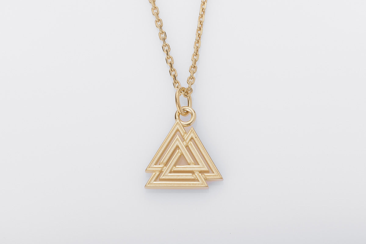 vkngjewelry pendentif Handcrafted Slim Valknut Gold Pendant