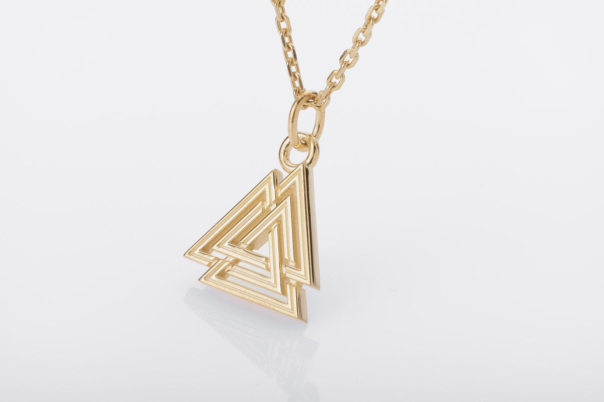 vkngjewelry pendentif Handcrafted Slim Valknut Gold Pendant