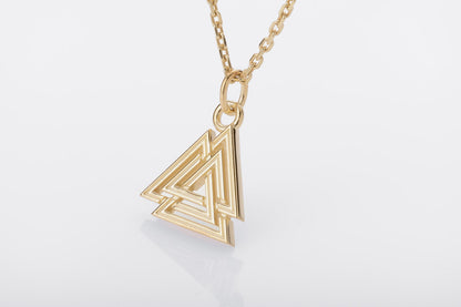 vkngjewelry pendentif Handcrafted Slim Valknut Gold Pendant