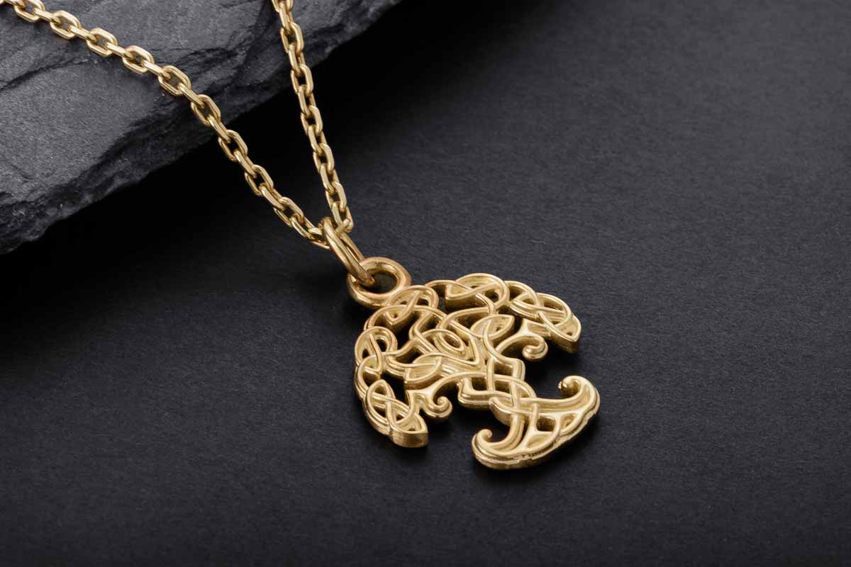 vkngjewelry Pendant Handcrafted Slim Yggdrasil Gold Pendant