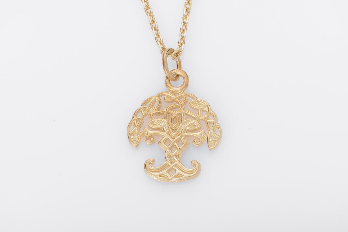 vkngjewelry Pendant Handcrafted Slim Yggdrasil Gold Pendant
