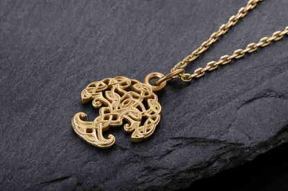 vkngjewelry Pendant Handcrafted Slim Yggdrasil Gold Pendant