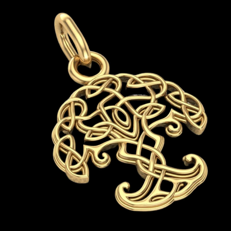 vkngjewelry pendentif Slim Yggdrasil Gold Pendant