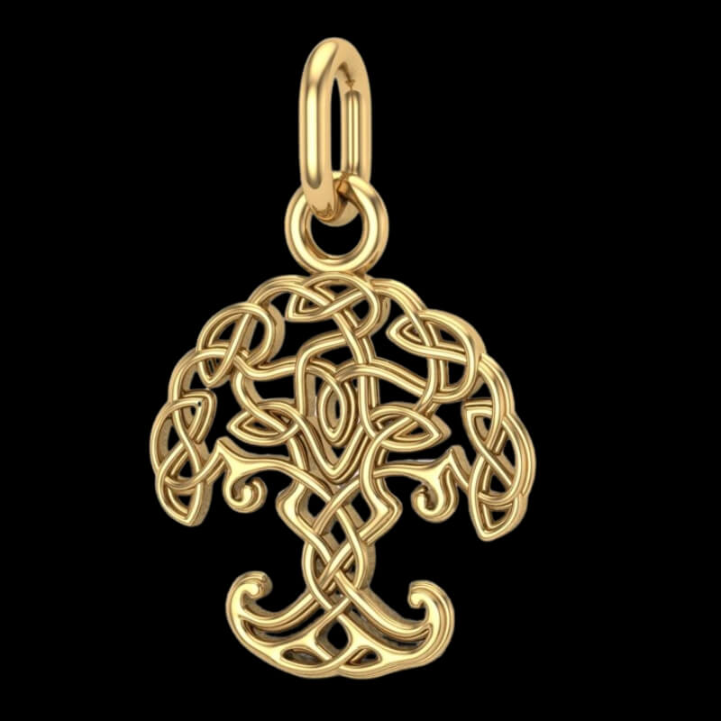 vkngjewelry pendentif Slim Yggdrasil Gold Pendant
