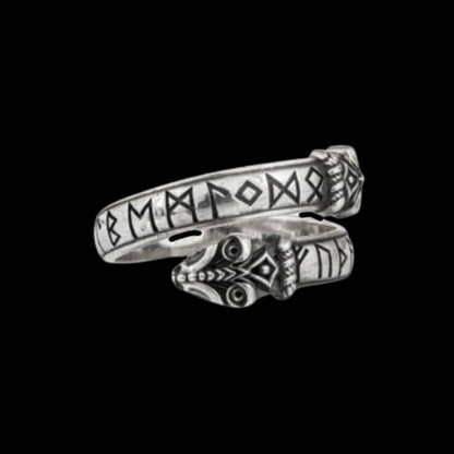 vkngjewelry Bagues Snake Elder Futhark Runes Sterling Silver Ring