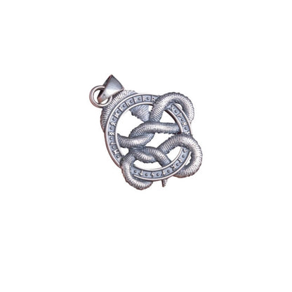vkngjewelry Pendant Snake Runes and Red Cubic Zirconia Sterling Silver Pendant
