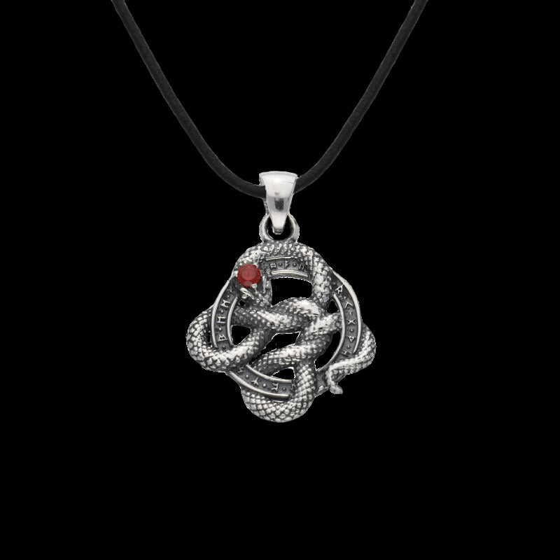 Snake Runes and Red Cubic Zirconia Pendant | Handmade | Viking Jewelry ...