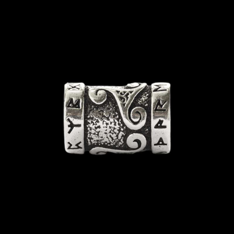 vkngjewelry Beads Sterling Silver Viking Beard Bead With Runes And Celtic Triskelion