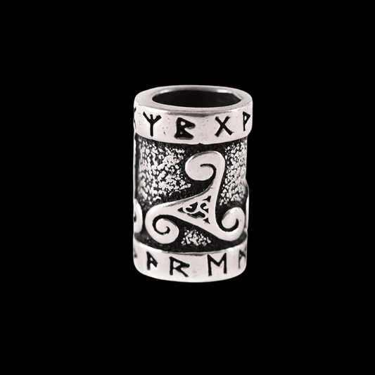 vkngjewelry Beads Sterling Silver Viking Beard Bead With Runes And Celtic Triskelion