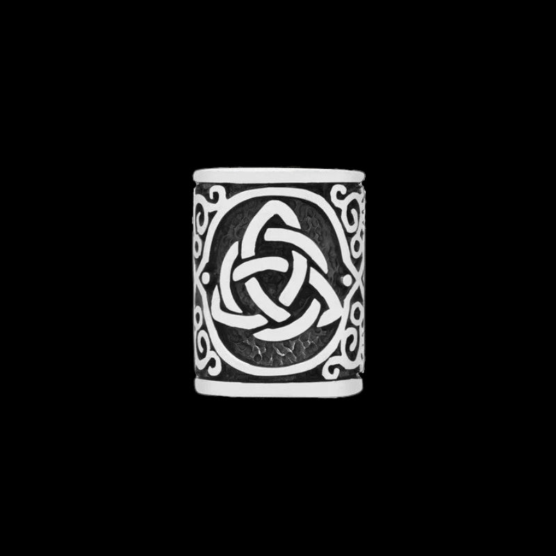 vkngjewelry Beads Sterling Silver Viking Beard Bead With Triquetra And Celtic Knotwork