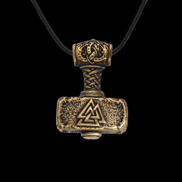 The Huge Mjolnir Valknut Triquetra Thor's Bronze Pendant