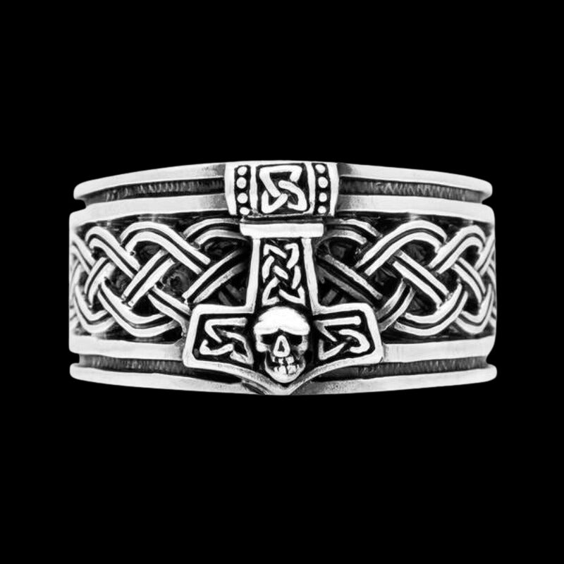 vkngjewelry Bagues Thor Hammer Band Sterling Silver Ring