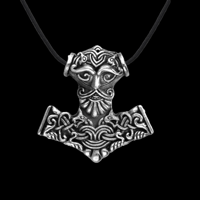 vkngjewelry Pendant Thor Hammer Mjolnir Odin Wolf Fenrir Sterling Silver