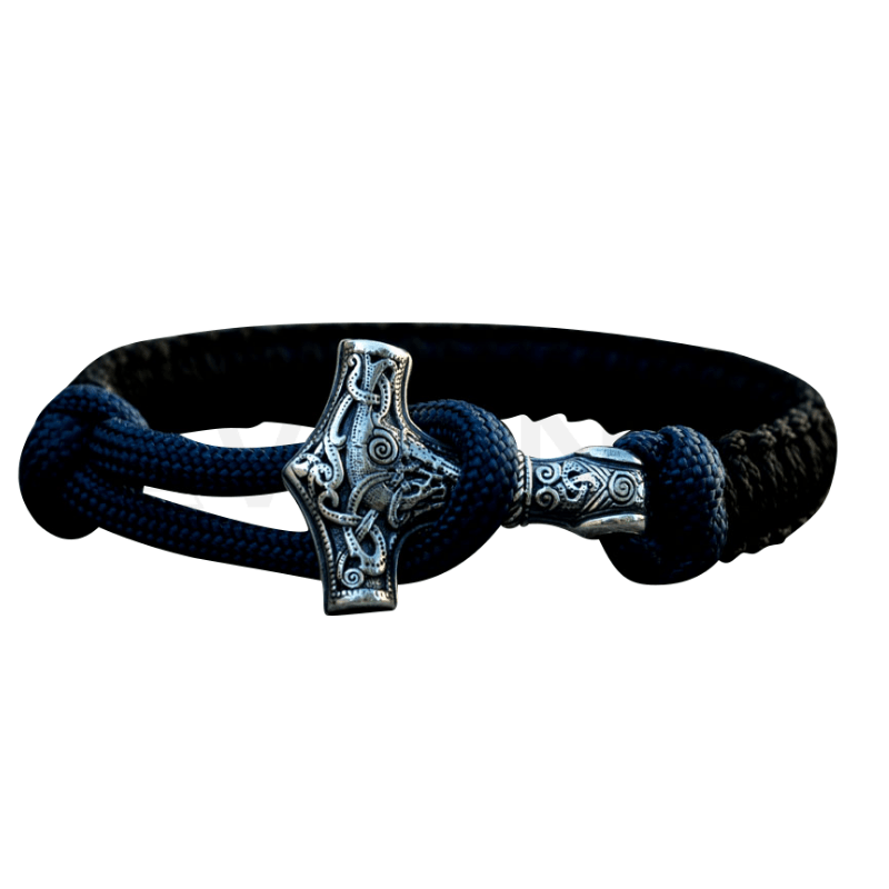 vkngjewelry Bracelet Thor Hammer Paracord Bracelet Sterling Silver