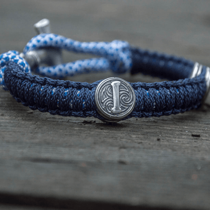 vkngjewelry Bracelet Thor Hammer with Runes Paracord Bracelet Sterling Silver