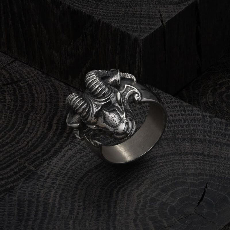 vkngjewelry Bagues Thor's Goat Tanngrisnir Silver Ring