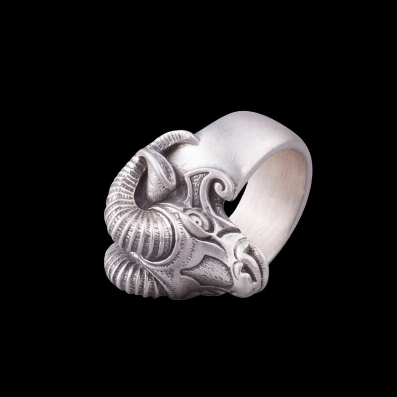 vkngjewelry Bagues Handcrafted Thor's Goat Tanngrisnir Silver Ring