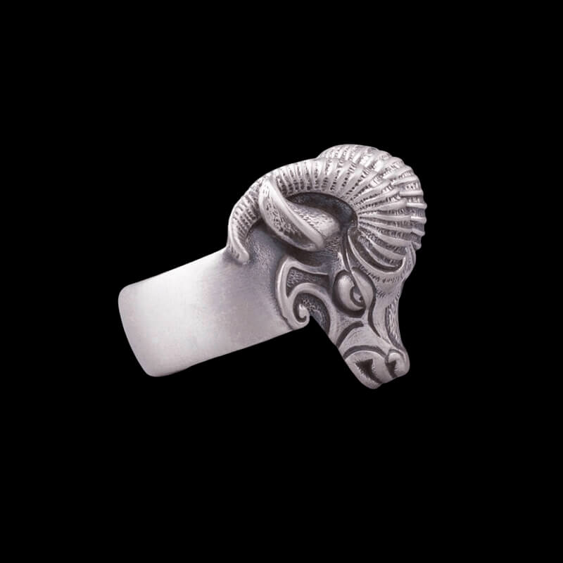 vkngjewelry Bagues Handcrafted Thor's Goat Tanngrisnir Silver Ring