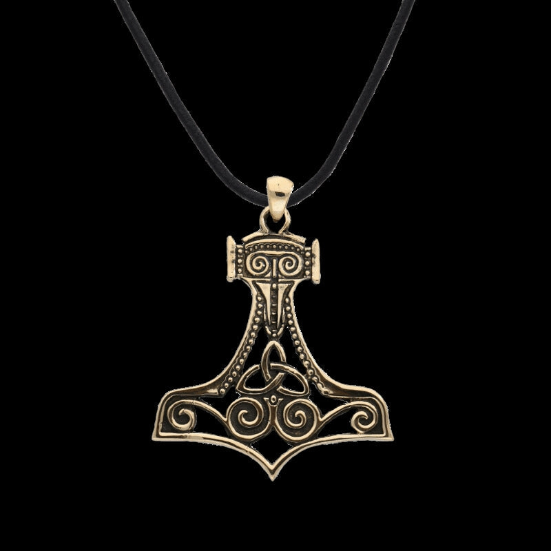 vkngjewelry Pendant Thor's Hammer Mjolnir With Ornament Bronze Pendant