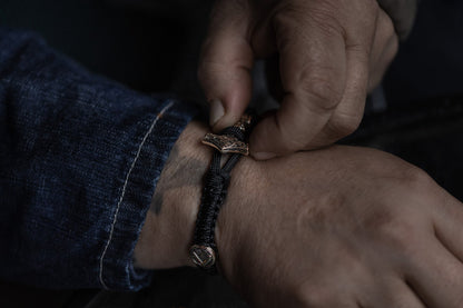 vkngjewelry Bracelet Brass Thor’s Hammer Paracord Bracelet Handcrafted Viking Mjolnir Wristband