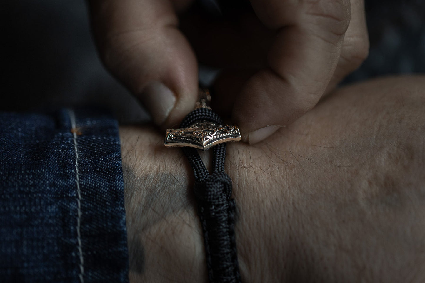 vkngjewelry Bracelet Brass Thor’s Hammer Paracord Bracelet Handcrafted Viking Mjolnir Wristband