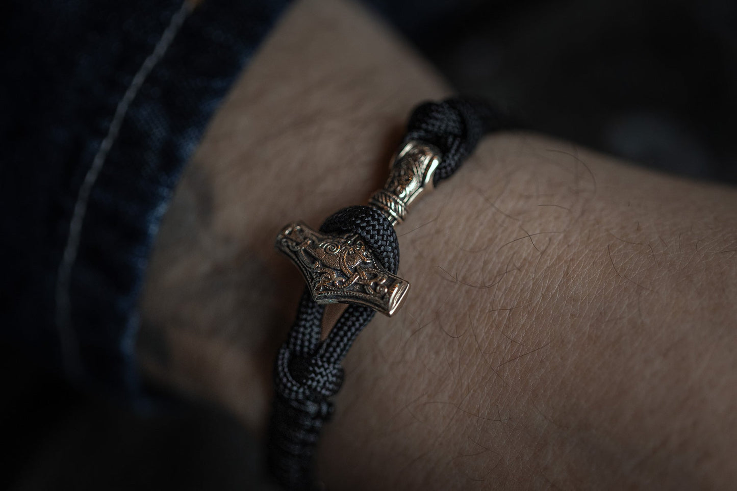 vkngjewelry Bracelet Brass Thor’s Hammer Paracord Bracelet Handcrafted Viking Mjolnir Wristband