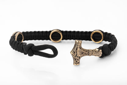 vkngjewelry Bracelet Brass Thor’s Hammer Paracord Bracelet Handcrafted Viking Mjolnir Wristband