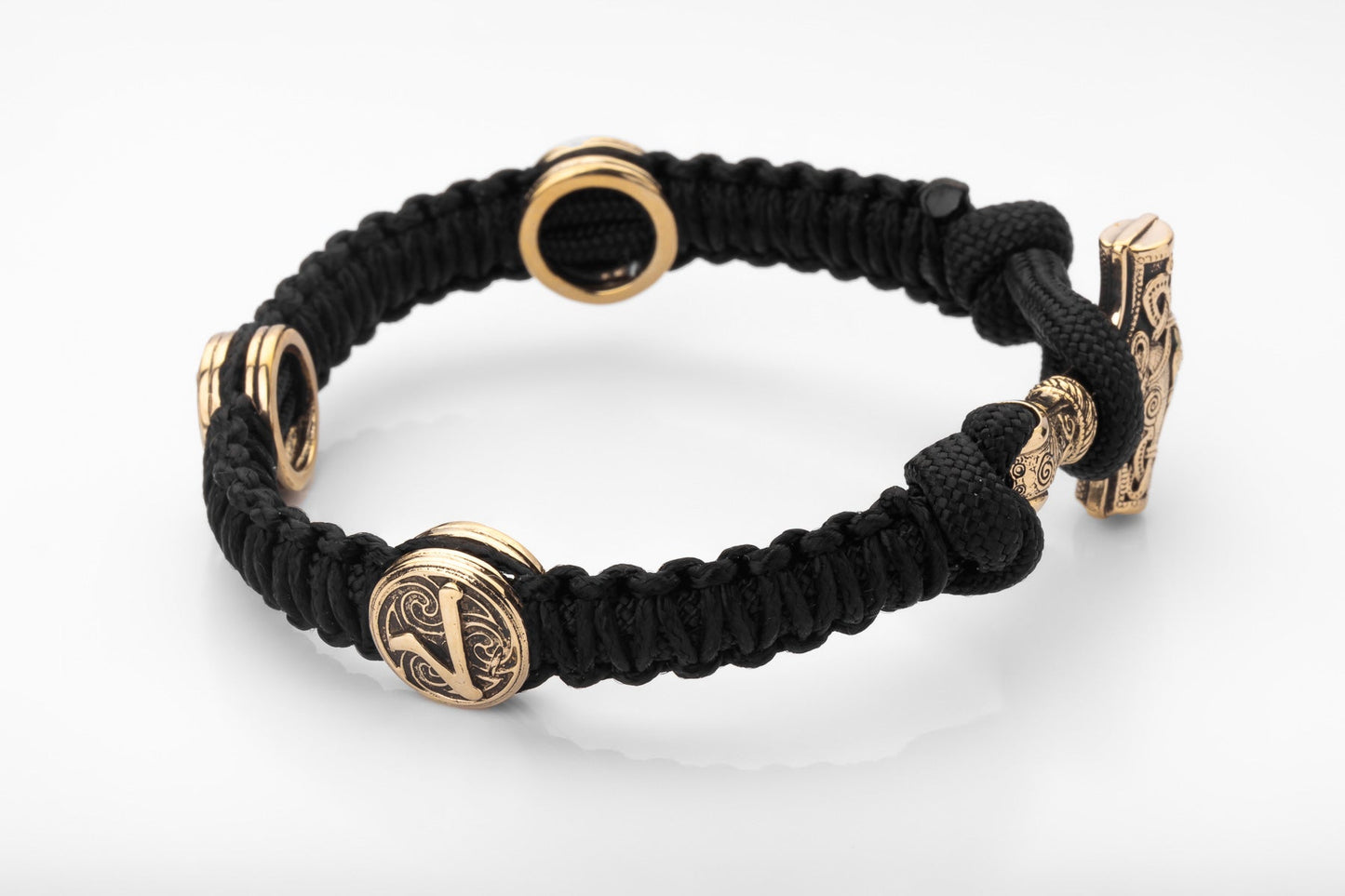 vkngjewelry Bracelet Brass Thor’s Hammer Paracord Bracelet Handcrafted Viking Mjolnir Wristband