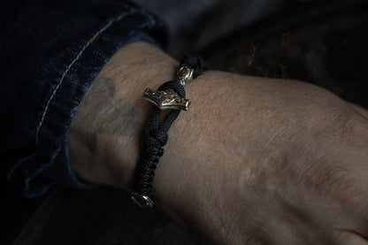 vkngjewelry Bracelet Brass Thor’s Hammer Paracord Bracelet Handcrafted Viking Mjolnir Wristband