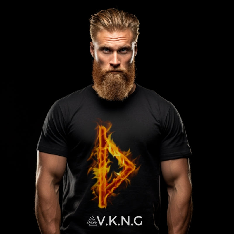 Printify T-Shirt Thurisaz Flaming Rune V.K.N.G™ T-shirt