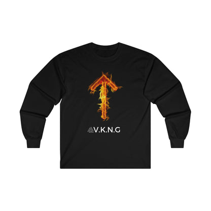 Printify Long-sleeve Tiwaz Flaming Rune V.K.N.G™  Long Sleeve