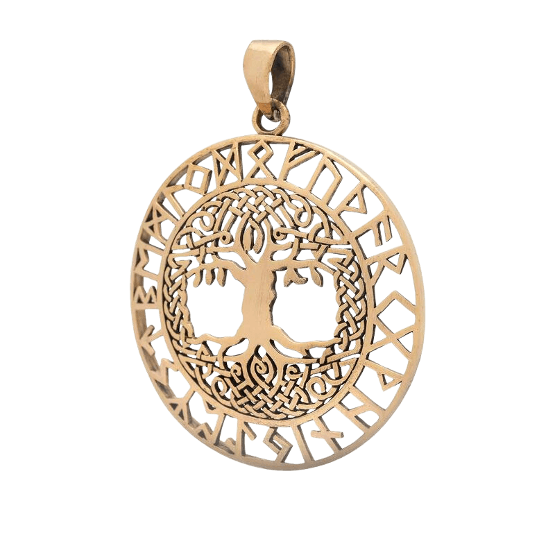 Tree of Life with Runes Bronze Handcrafted Pendant | Handmade | VKNG ...