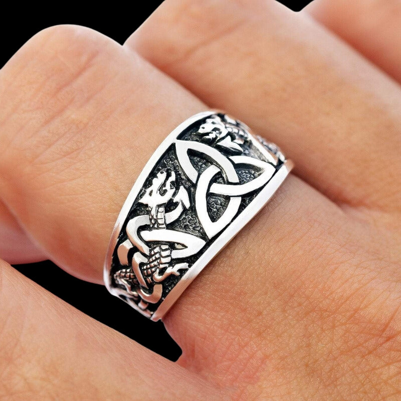 vkngjewelry Bagues Triquetra Jormungandr Sterling Silver Ring