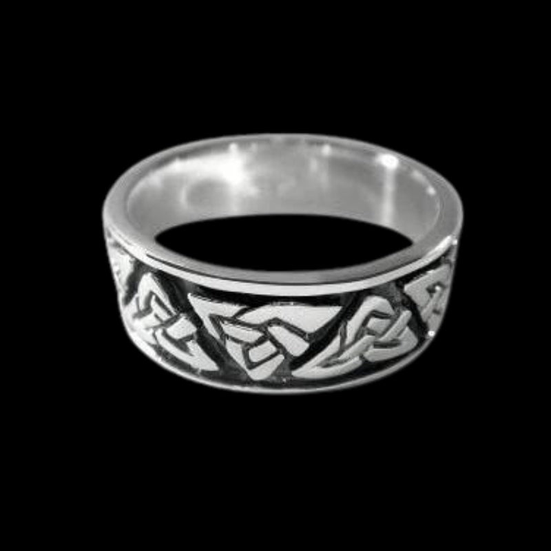 vkngjewelry Bagues Triquetra Trinity Knots Wedding Band Oxidized Ring 925 Sterling Silver