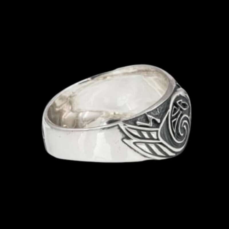 vkngjewelry Bagues Handcrafted Triskel Ancient Ravens Side Sterling Silver Ring